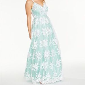 Macy’s Scalloped Embroidered Sweetheart Prom Dress